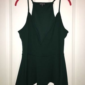 Dark green deep V tank top